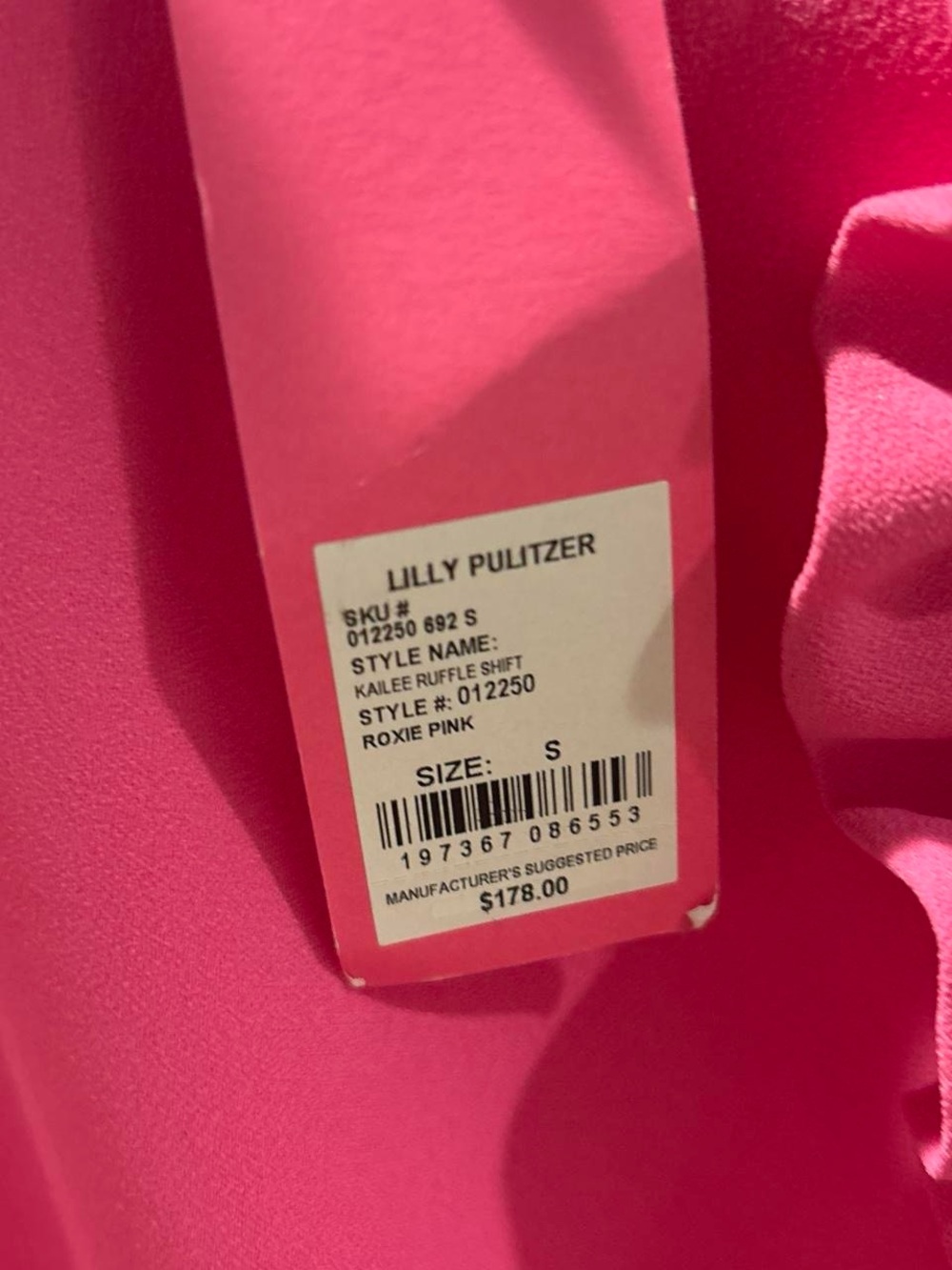 Lilly Pulitzer Bright Hot Pink Ruffle Sleeve Shift Dress - Picture 3 of 4